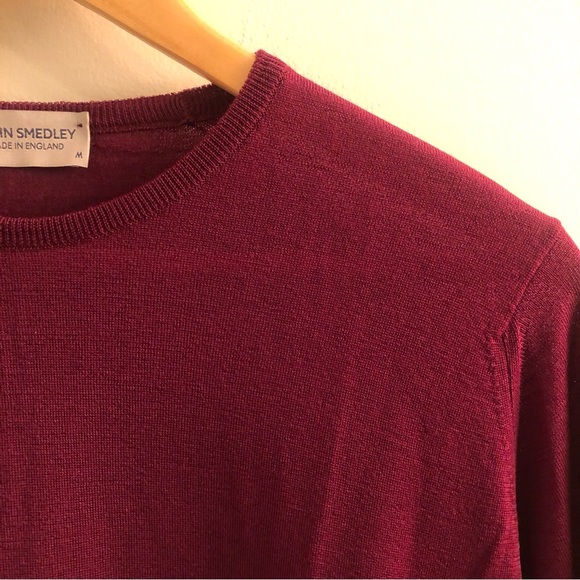 John Smedley Lundy Crewneck Sweater in Bordeaux (size M) - Picture 3 of 6